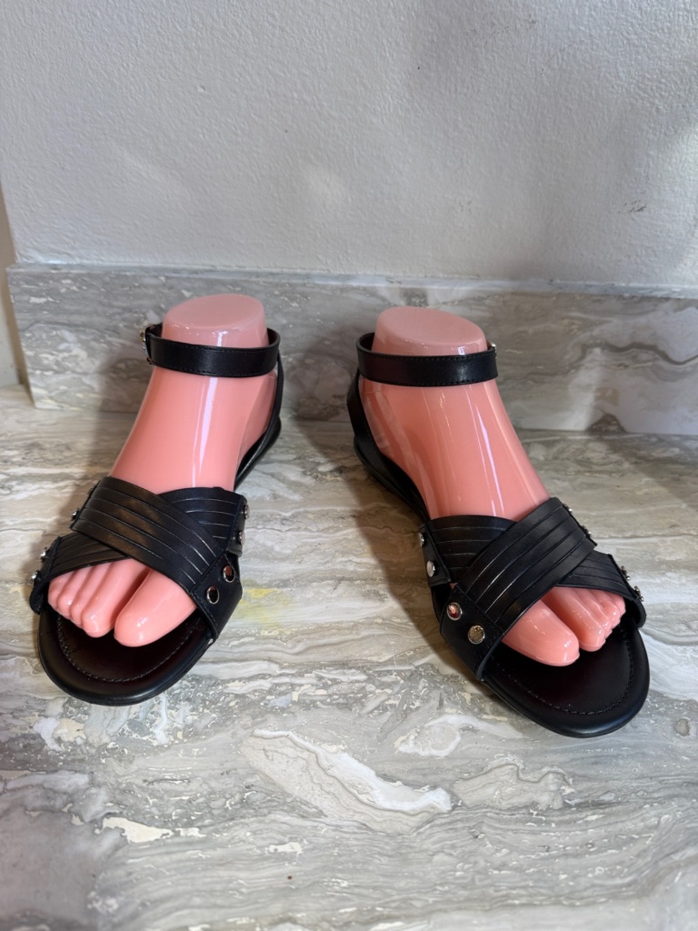 Tod's Black Strappy Ankle-Strap Flat Sandals